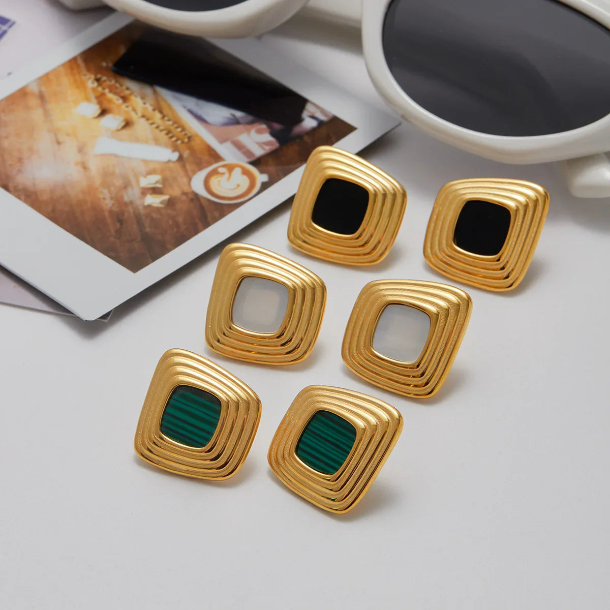 [Royal&Vicky]Sylvie Geometric Gold Earrings