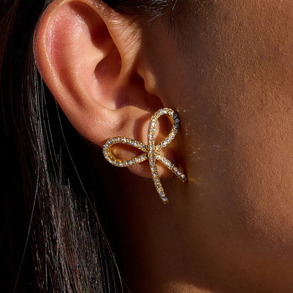 [Royal&Vicky]Dannah Diamond Bow Tie Earrings