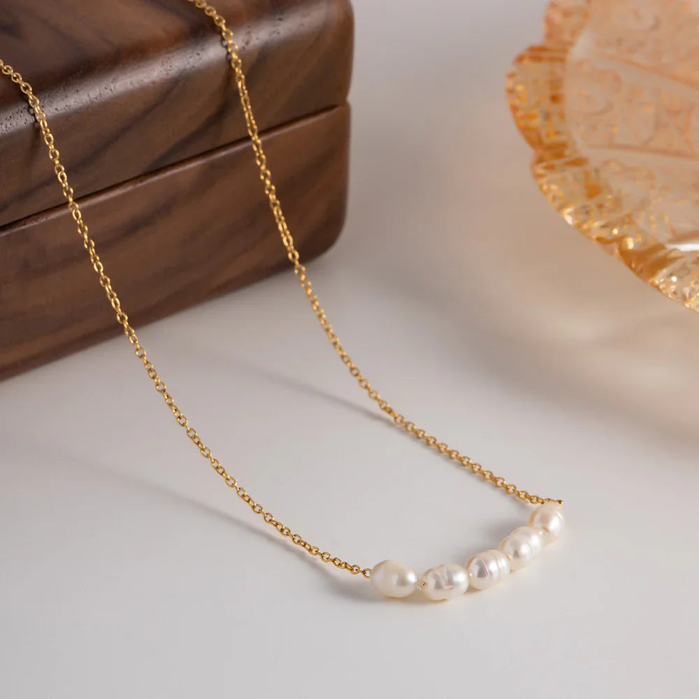 [Royal&Vicky]Elle Gold Pearl Necklace