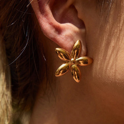 [Royal&Vicky]Monica Floral Gold Earrings