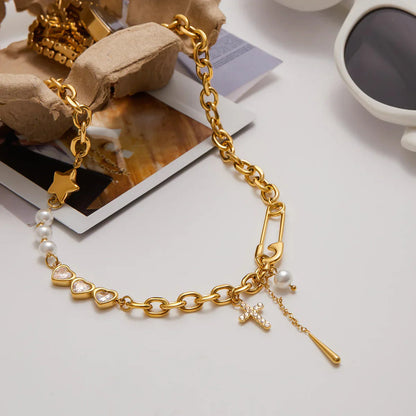 [Royal&Vicky]Zeraphine Diamond Pearl Gold Necklace