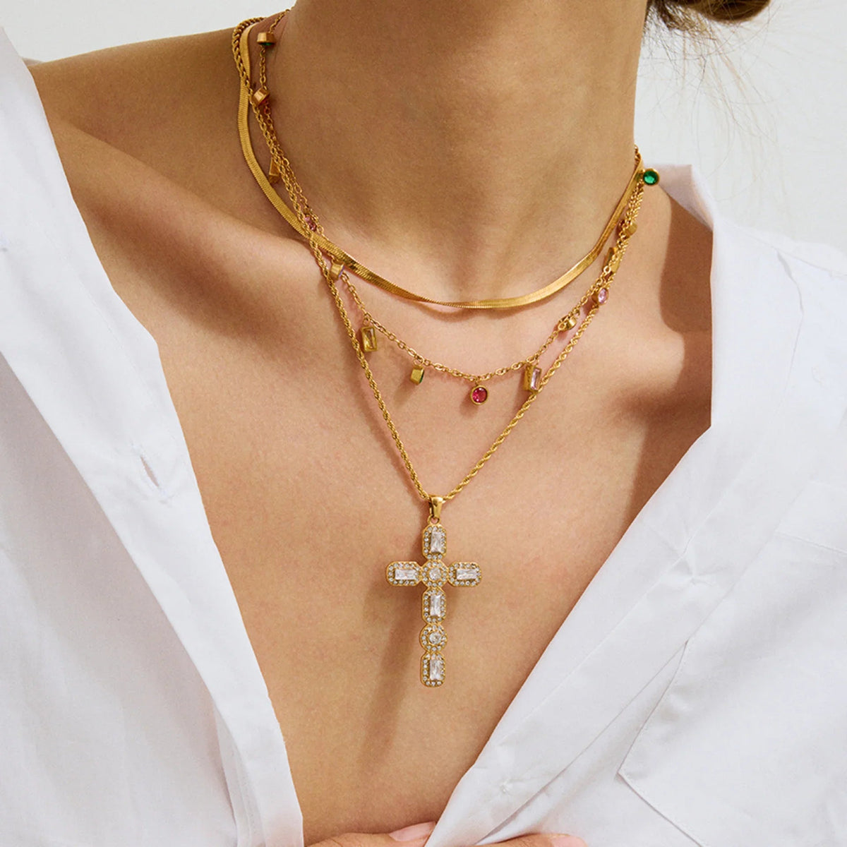 [Royal&Vicky]Evangelina Diamond Cross Necklace