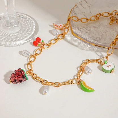 [Royal&Vicky]Michelle Fruit Charm Gold Necklace