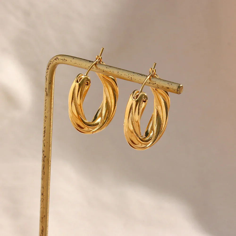 [Royal&Vicky]Denisse Twisted Hoop Earrings