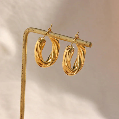 [Royal&Vicky]Denisse Twisted Hoop Earrings