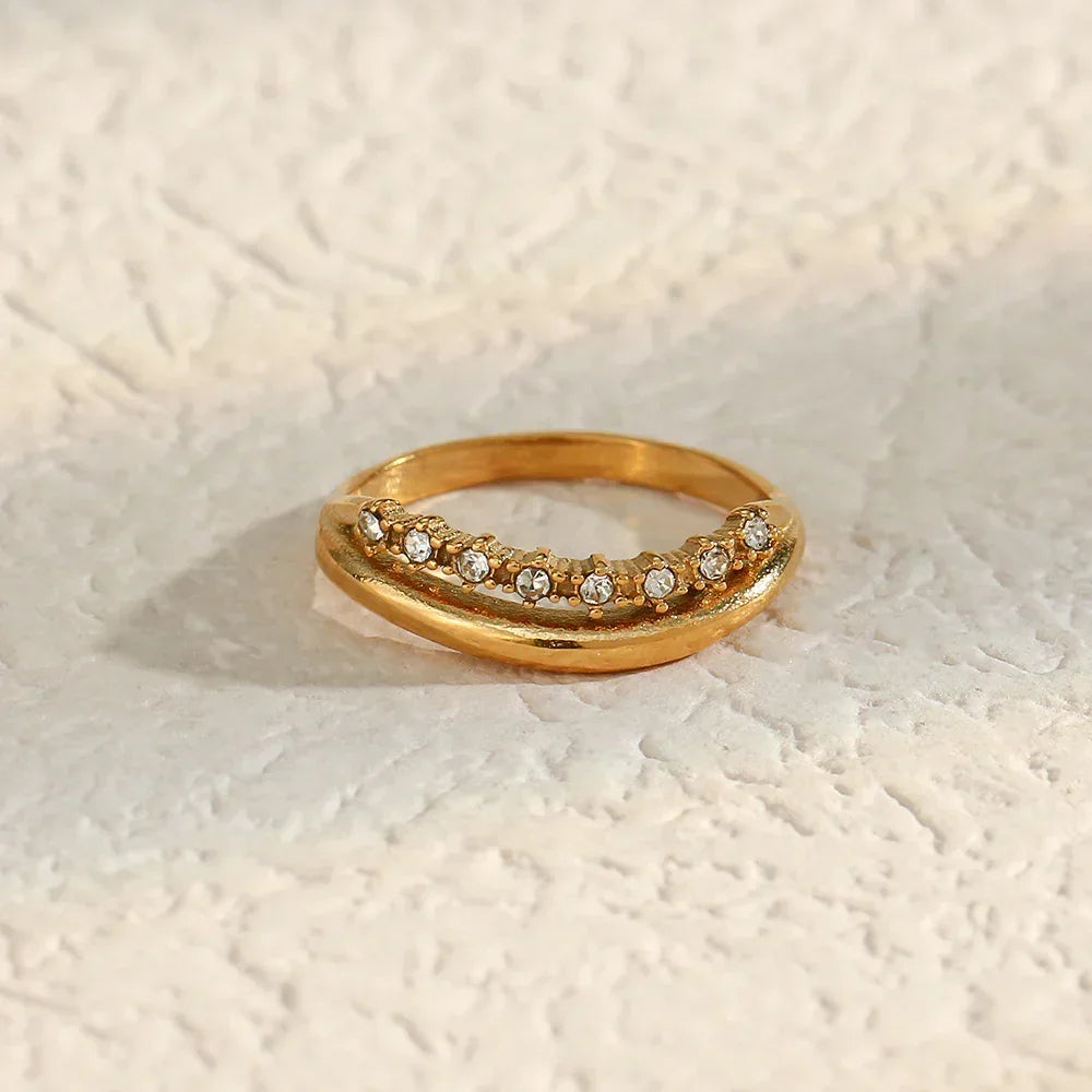 [Royal&Vicky]Adeline Diamond Simulant Gold Ring