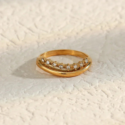 [Royal&Vicky]Adeline Diamond Simulant Gold Ring