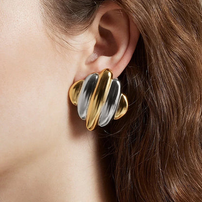 [Royal&Vicky]Maxine Rippled Gold Earrings