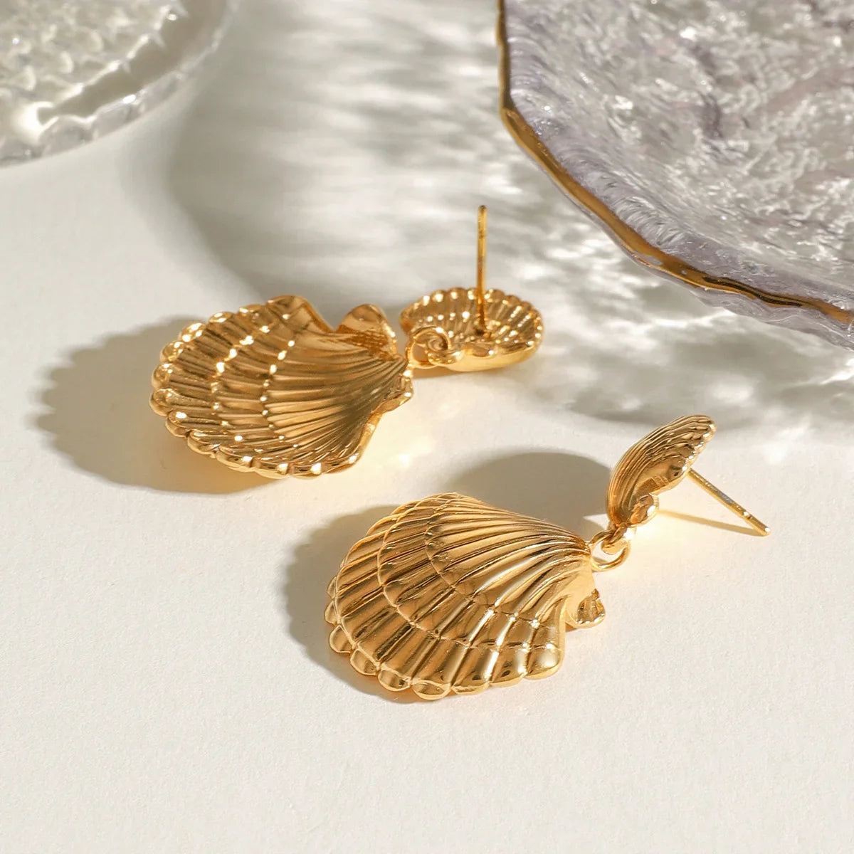 [Royal&Vicky]Sandy Gold Seashell Earrings