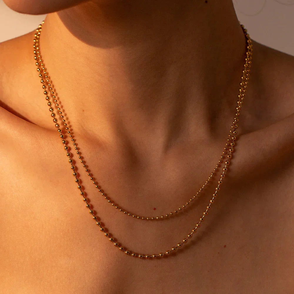 [Royal&Vicky]Layered Ball Chain Necklace