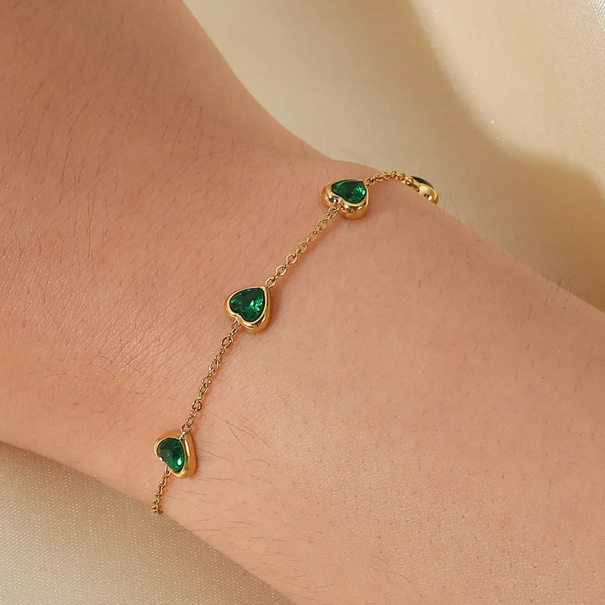 [Royal&Vicky]Francia Green Heart Bracelet