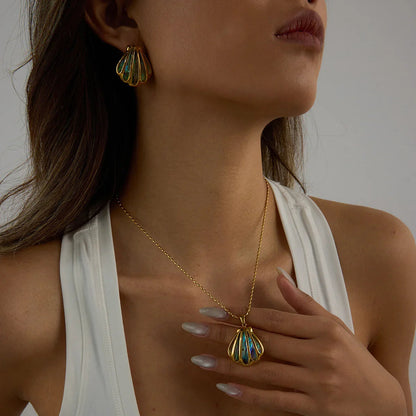 [Royal&Vicky]Nixie Gold Seashell Earrings
