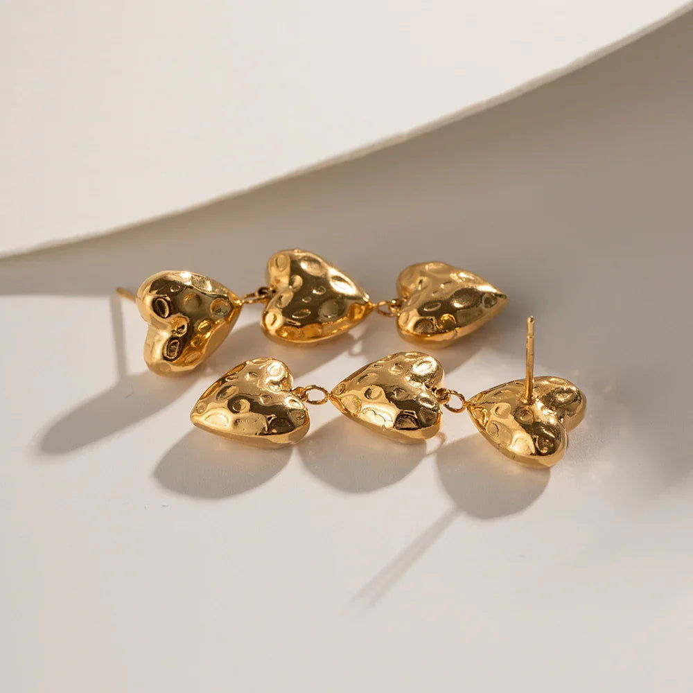 [Royal&Vicky]Heather Heart Gold Earrings