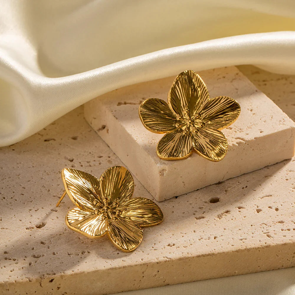 [Royal&Vicky]Allysa Flower Gold Earrings