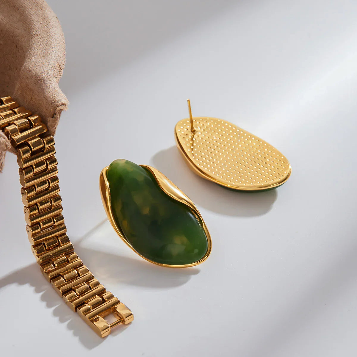 [Royal&Vicky]Amelise Polished Gemstone Earrings