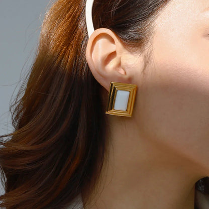 [Royal&Vicky]Sybil Gold Enamel Earrings