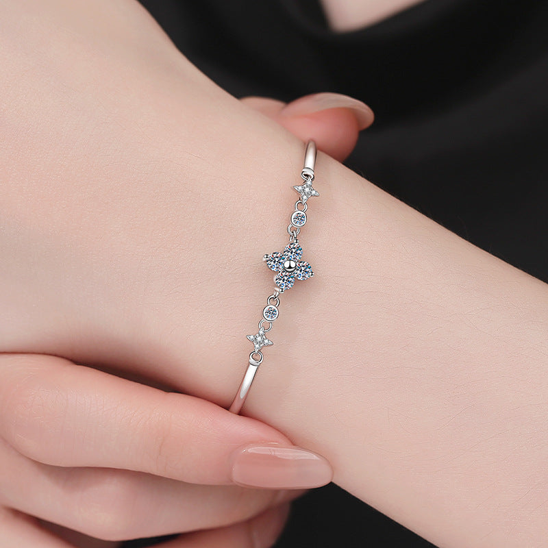 [Leaves]CLOVER & TWIN-STAR MOISSANITE BRACELET