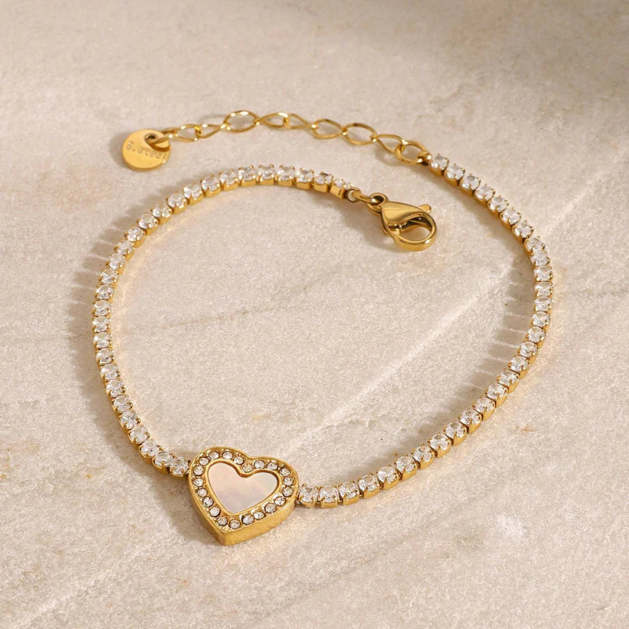 [Royal&Vicky]Cameron Diamond Heart Tennis Bracelet