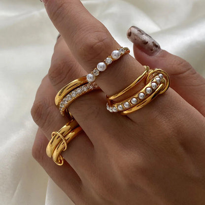 [Royal&Vicky]Mikayla Stacked Freshwater Pearl Ring