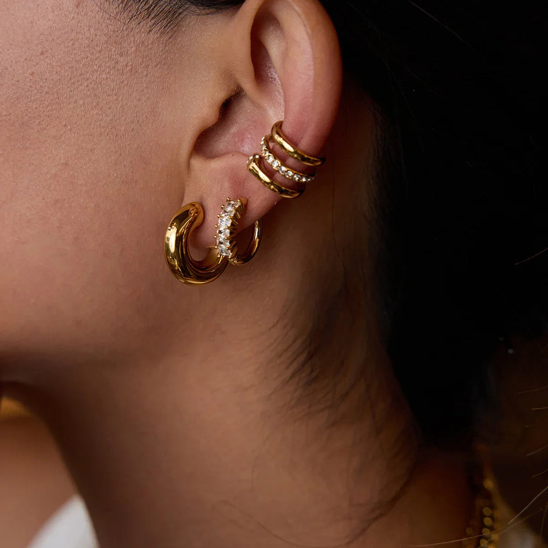 [Royal&Vicky]Orielle Staple Gold Earrings Bundle