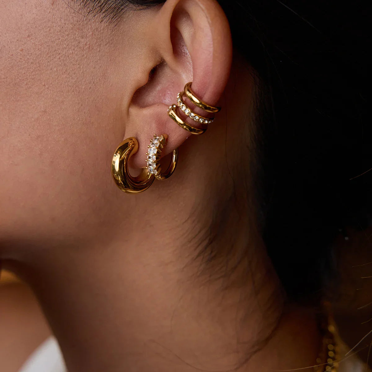 [Royal&Vicky]Orielle Staple Gold Earrings Bundle