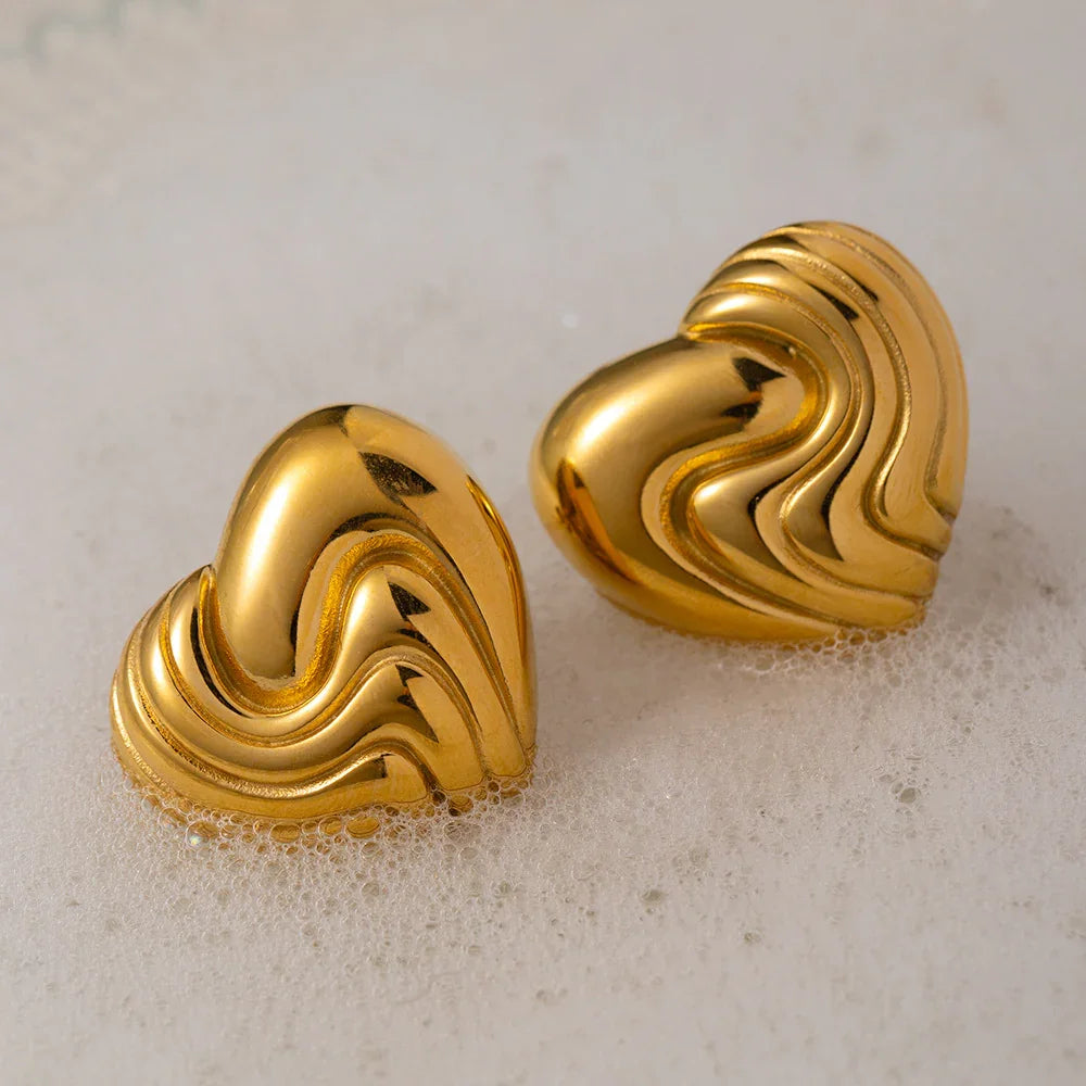 [Royal&Vicky]Milena Heart Gold Earrings