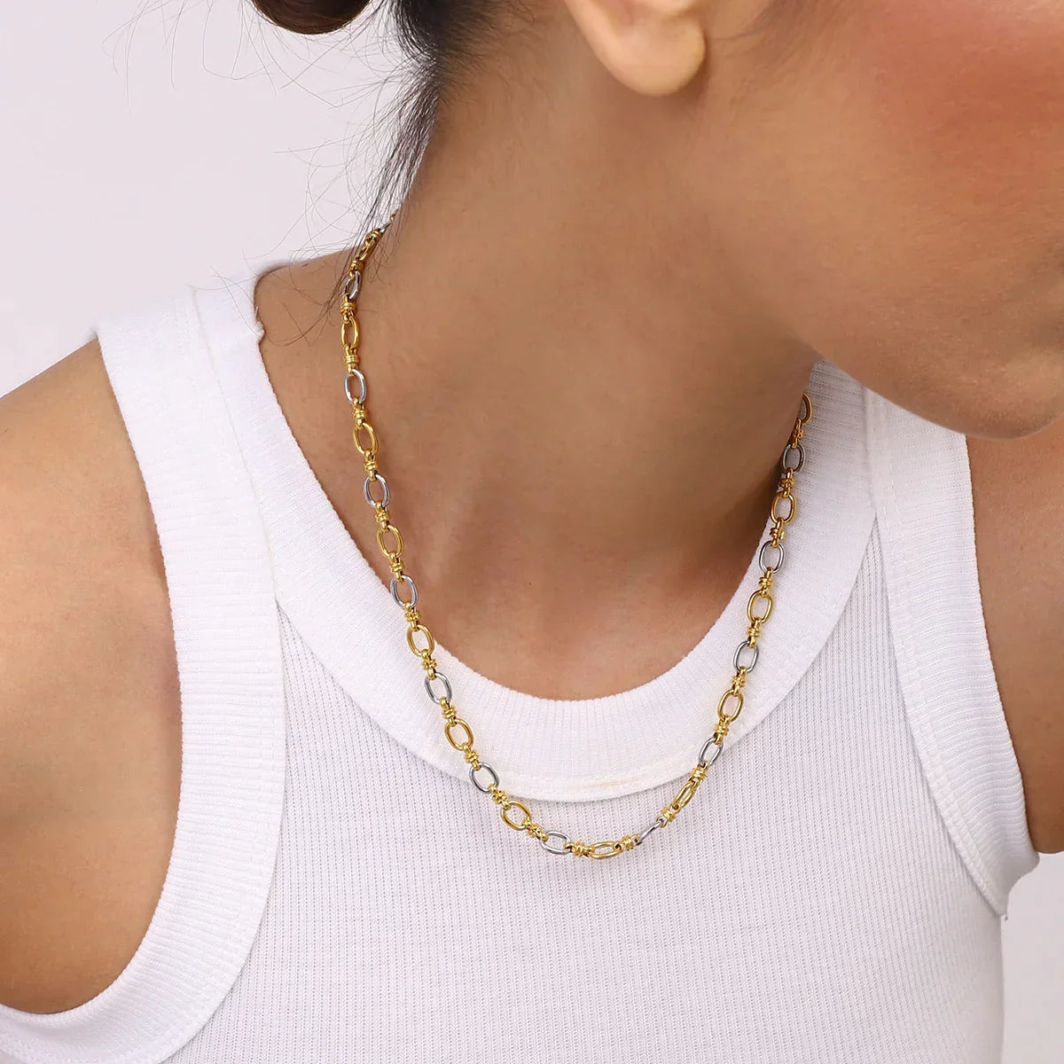 [Royal&Vicky]Addison Two Tone Gold Necklace