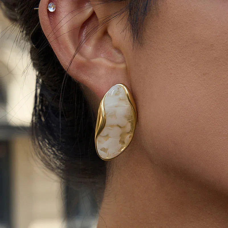 [Royal&Vicky]Amelise Polished Gemstone Earrings
