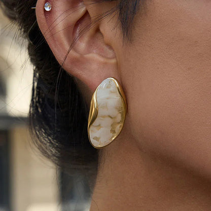 [Royal&Vicky]Amelise Polished Gemstone Earrings