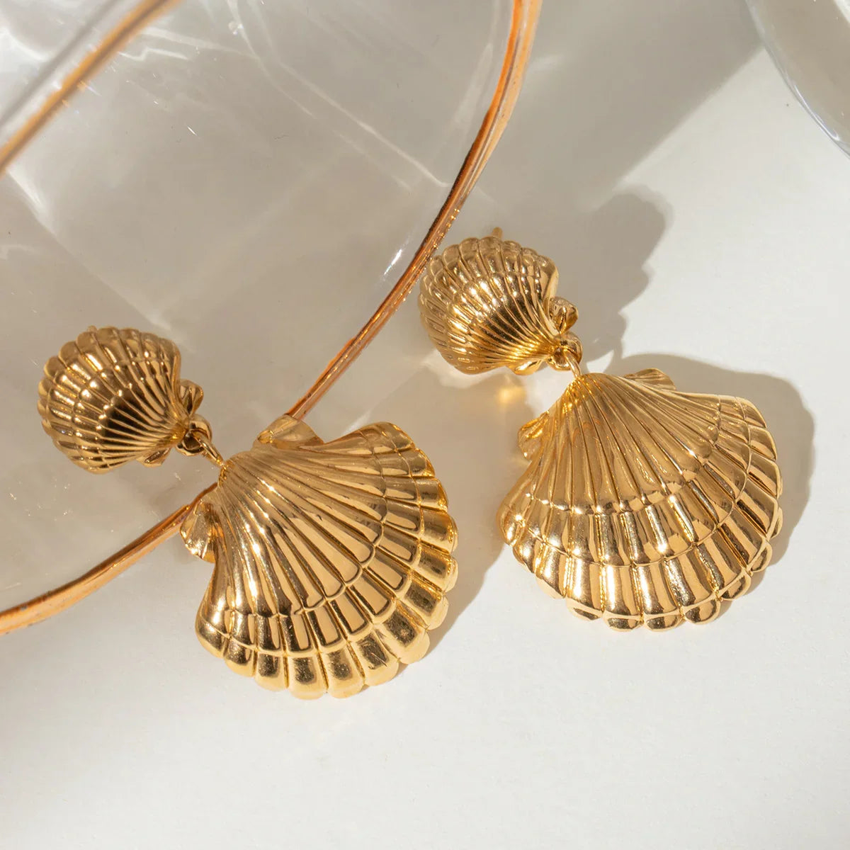[Royal&Vicky]Sandy Gold Seashell Earrings