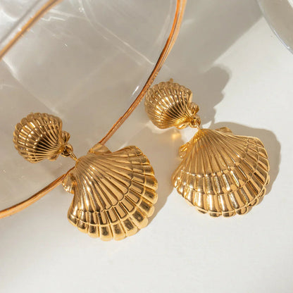 [Royal&Vicky]Sandy Gold Seashell Earrings
