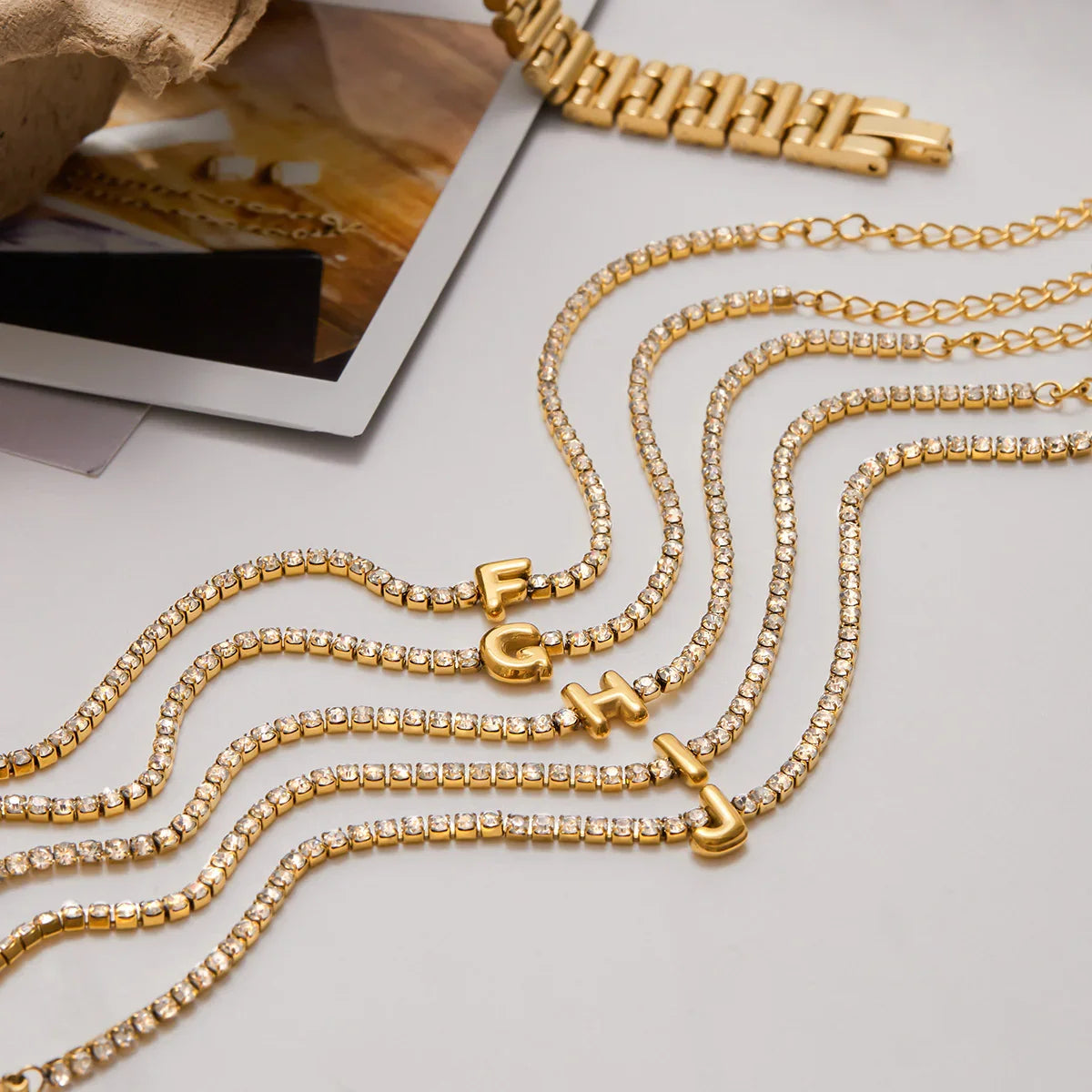 [Royal&Vicky]Avaria Bubble Letter Tennis Bracelet