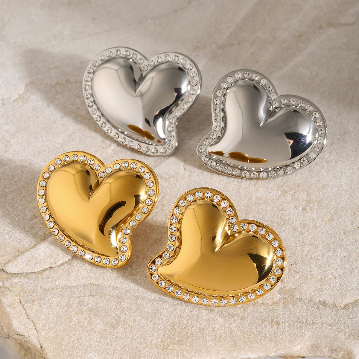 [Royal&Vicky]Holly Heart Gold Earrings
