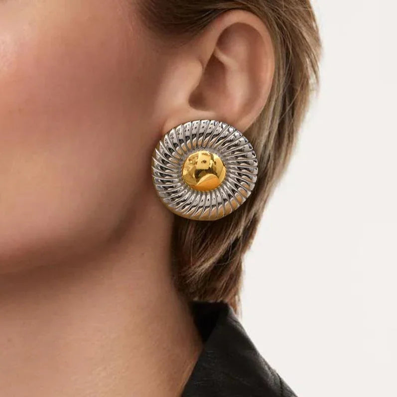 [Royal&Vicky]Summers Gold Button Earrings