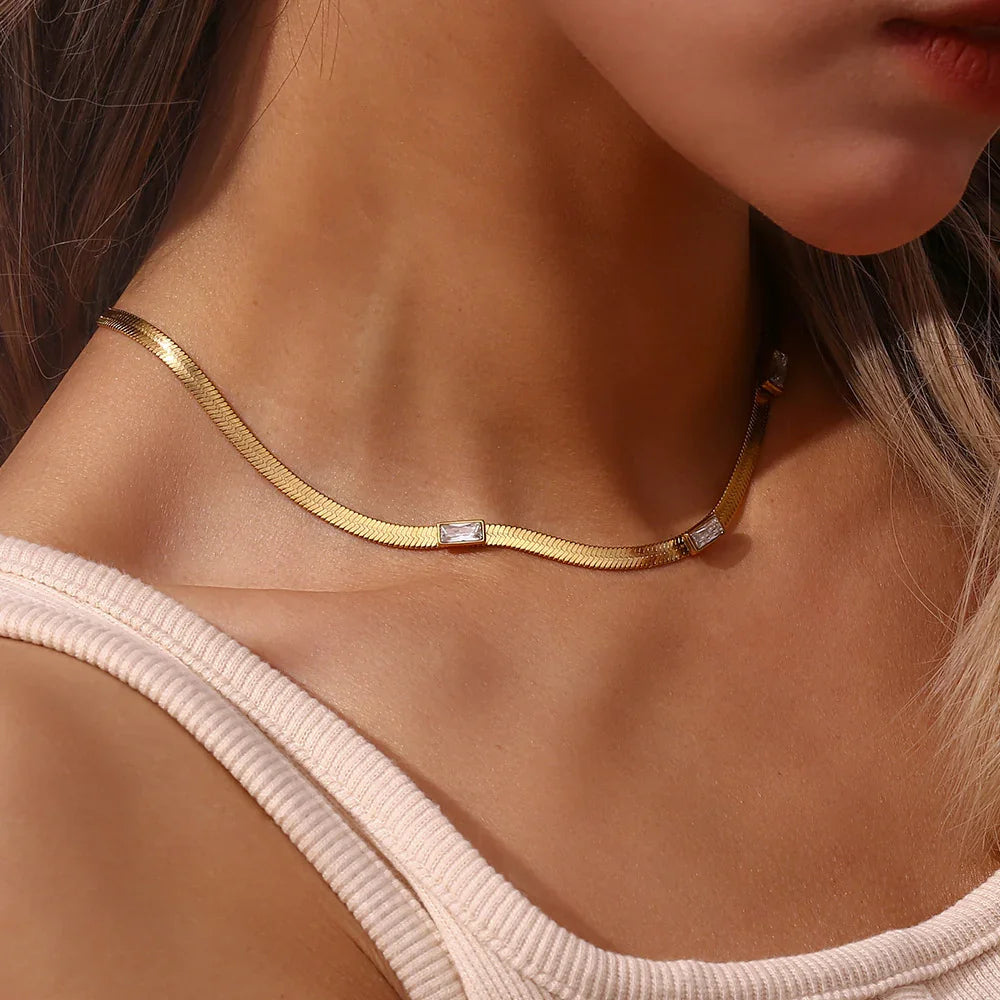 [Royal&Vicky]Eve Herringbone Gold Necklace