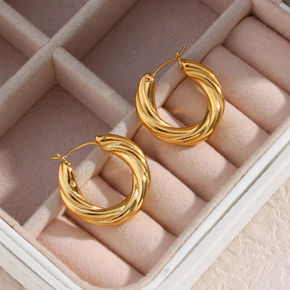 [Royal&Vicky]Denisse Twisted Hoop Earrings