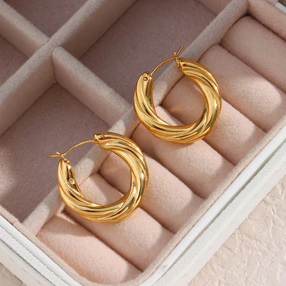 [Royal&Vicky]Denisse Twisted Hoop Earrings