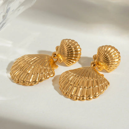 [Royal&Vicky]Sandy Gold Seashell Earrings