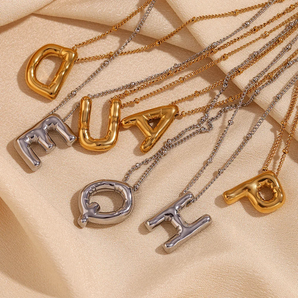 [Royal&Vicky]Balloon Gold Initial Necklace