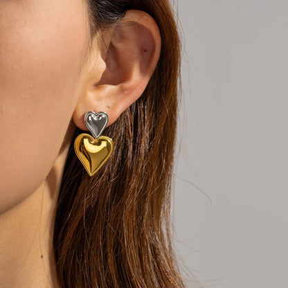 [Royal&Vicky]Zofia Two Tone Heart Earrings