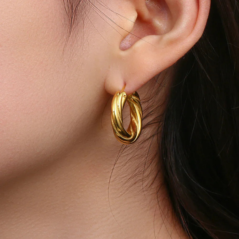 [Royal&Vicky]Denisse Twisted Hoop Earrings