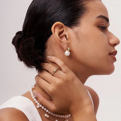 [Royal&Vicky]Nautica Dome Pearl Earrings