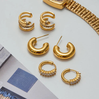 [Royal&Vicky]Orielle Staple Gold Earrings Bundle