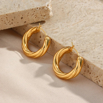 [Royal&Vicky]Denisse Twisted Hoop Earrings