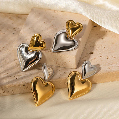 [Royal&Vicky]Zofia Two Tone Heart Earrings
