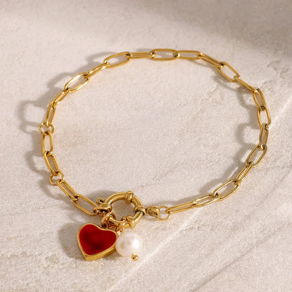 [Royal&Vicky]Nerissa Perlenarmband mit Herzkette