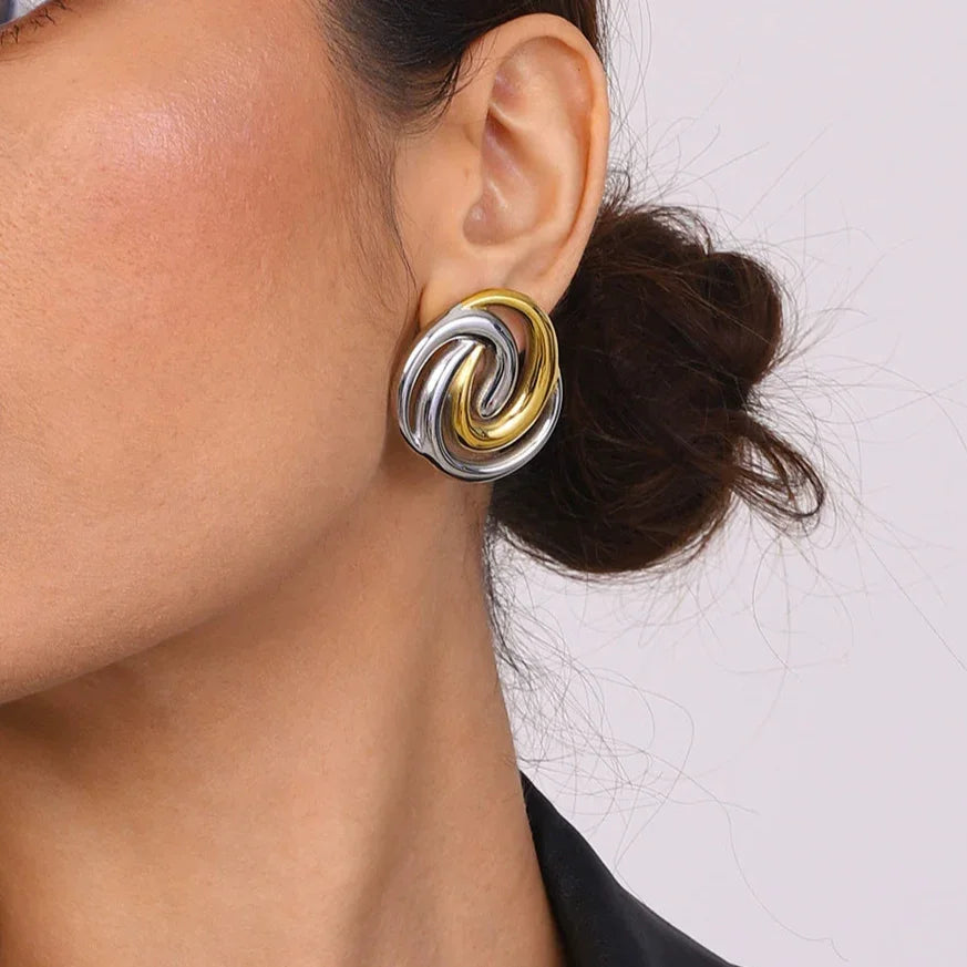 [Royal&Vicky]Janice Triple Spiral Gold Earrings
