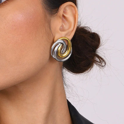 [Royal&Vicky]Janice Triple Spiral Gold Earrings