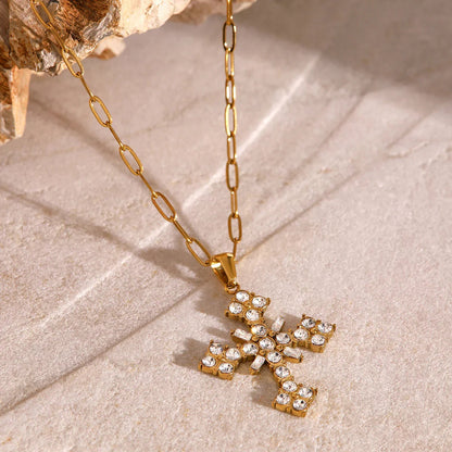 [Royal&Vicky]Divina Crystal Cross Necklace