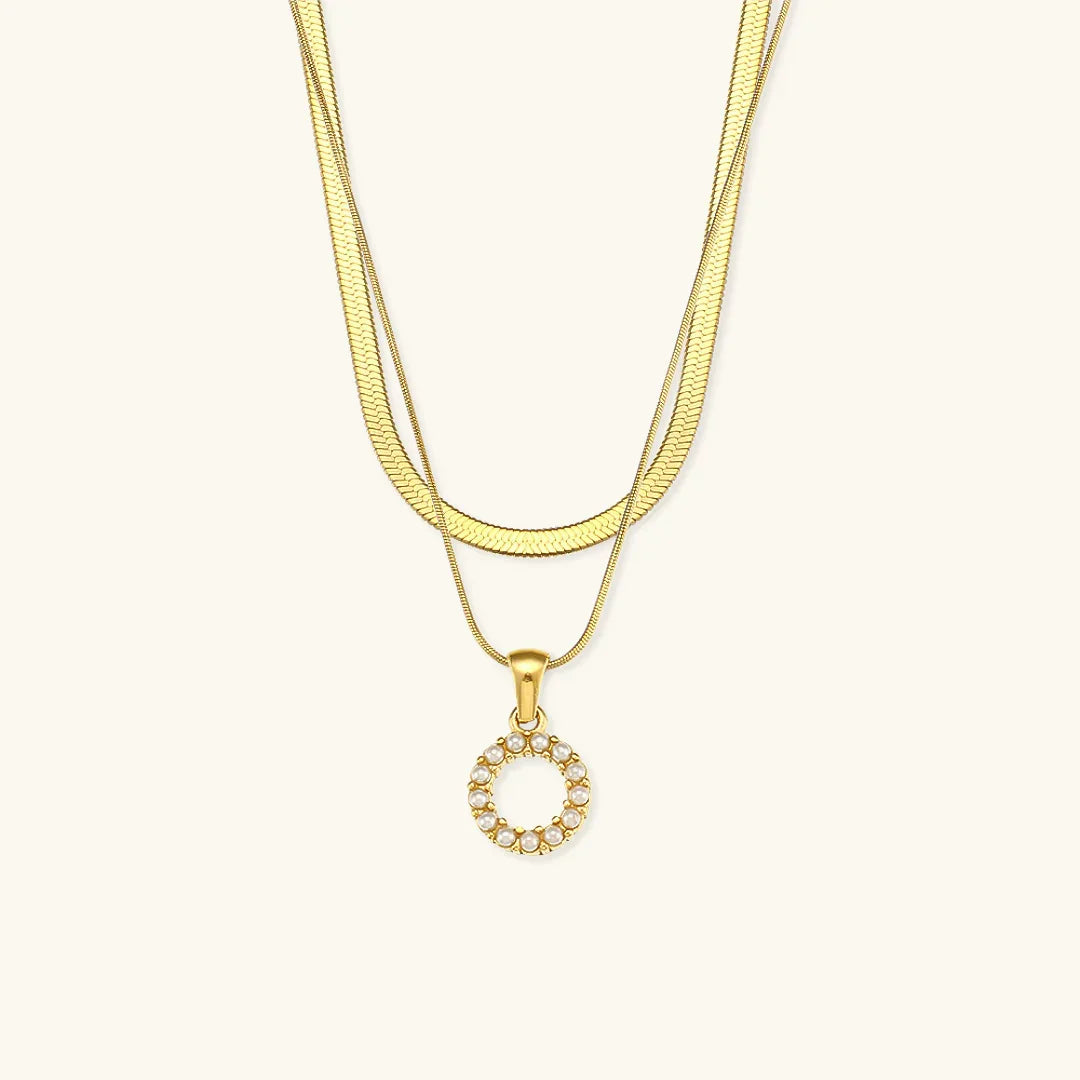 [Royal&Vicky]Fiona Layered Gold Initial Letter Necklace